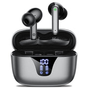 Nequga estuche abierto mostrando auriculares y batería visible para planificación