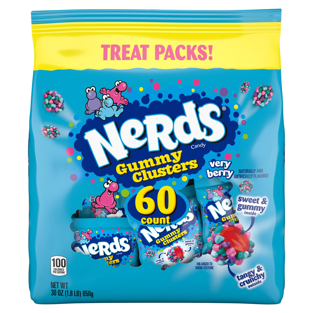 NERDS empaque frontal mostrando paquetes individuales y aspecto atractivo