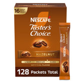 NESCAFÉ front packaging showing hazelnut flavor and quantity benefit convenience