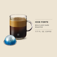 Nespresso Vertuo Ice Forte café servido sobre hielo realzando notas intensas