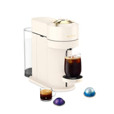 Nespresso Vertuo Next frontal blanco crema mostrando diseño compacto y elegante