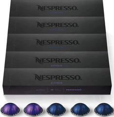 Nespresso Vertuo packaging frontal mostrando 50 cápsulas y variedad