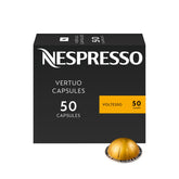 Nespresso Voltesso front packaging shows brand and balanced espresso benefit