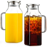 NETANY square pitcher front view showing full pitcher and lid for clear serving