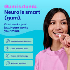 Neuro chicle en mano demostrando uso portátil y conveniencia