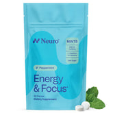 Neuro front packaging peppermint mints showing compact tin and clean branding for portability