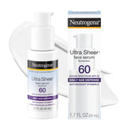 Neutrogena frente del envase mostrando el suero SPF 60 y su beneficio de protección alta