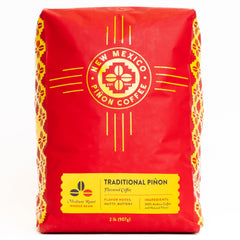 New Mexico Piñon Coffee front packaging showing 2 lb bag and brand clarity