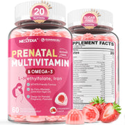 Nextdia front packaging showing prenatal gummies and benefits