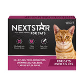 NEXTSTAR empaque frontal mostrando protección mensual y beneficio antipulgas
