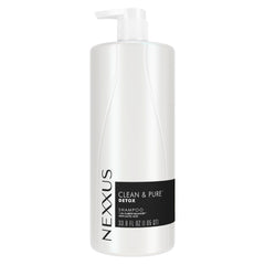 Nexxus envase frontal Clean & Pure mostrando tamaño y beneficio limpiador