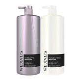 Nexxus front packaging showing duo and large economical bottles for lasting supply
