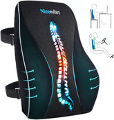 Niceeday vista frontal del cojín lumbar con soporte ergonómico y mayor confort