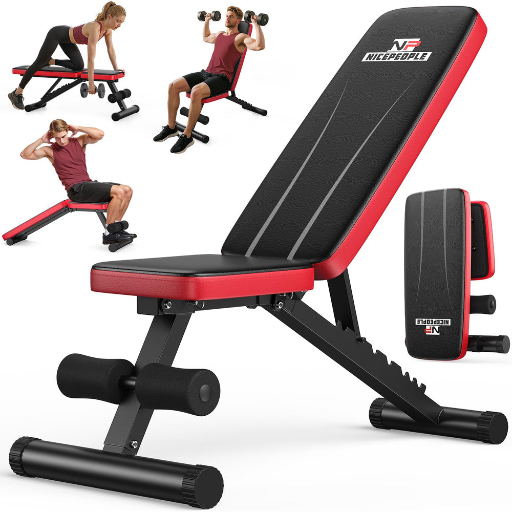 NICEPEOPLE bench front view showing sturdy frame and ergonomic design benefit stability