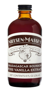 Nielsen-Massey front label showing 8 oz bottle and clear origin details for authentic flavor