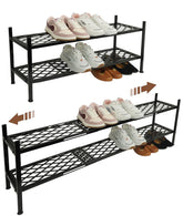 Nijoam front view of assembled rack showing organized shoes and space saving