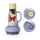 Ninja BlendBOSS front view showing compact base and purple tumbler, fast blending benefit