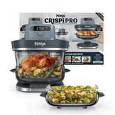 Ninja Crispi Pro front view showing glass cooker and base for clear monitoring benefit