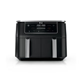 Ninja Foodi DZ302 front view showing sleek black finish and compact footprint for efficient countertop use