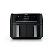Ninja Foodi DZ302 front view showing sleek black finish and compact footprint for efficient countertop use