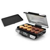 Ninja Sizzle Pro XL front view showing controls and large cooking surface for family meals