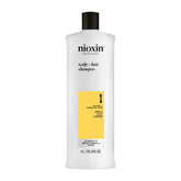 NIOXIN System 1 front packaging showing product and benefits