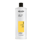 NIOXIN System 1 front packaging showing product and benefits