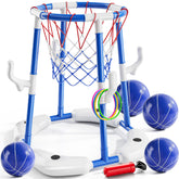 NIPLOOOW front view showing hoop kit and four balls, highlights easy setup