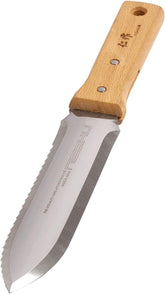 Nisaku hoja frontal mostrando borde liso y serrado para versatilidad