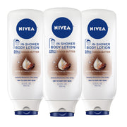 NIVEA frontal del pack triple mostrando botellas y beneficio hidratación