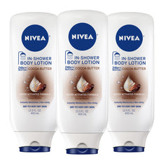 NIVEA frontal del pack triple mostrando botellas y beneficio hidratación