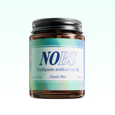 NOBS frasco de vidrio frontal mostrando paquete ecológico y conservación