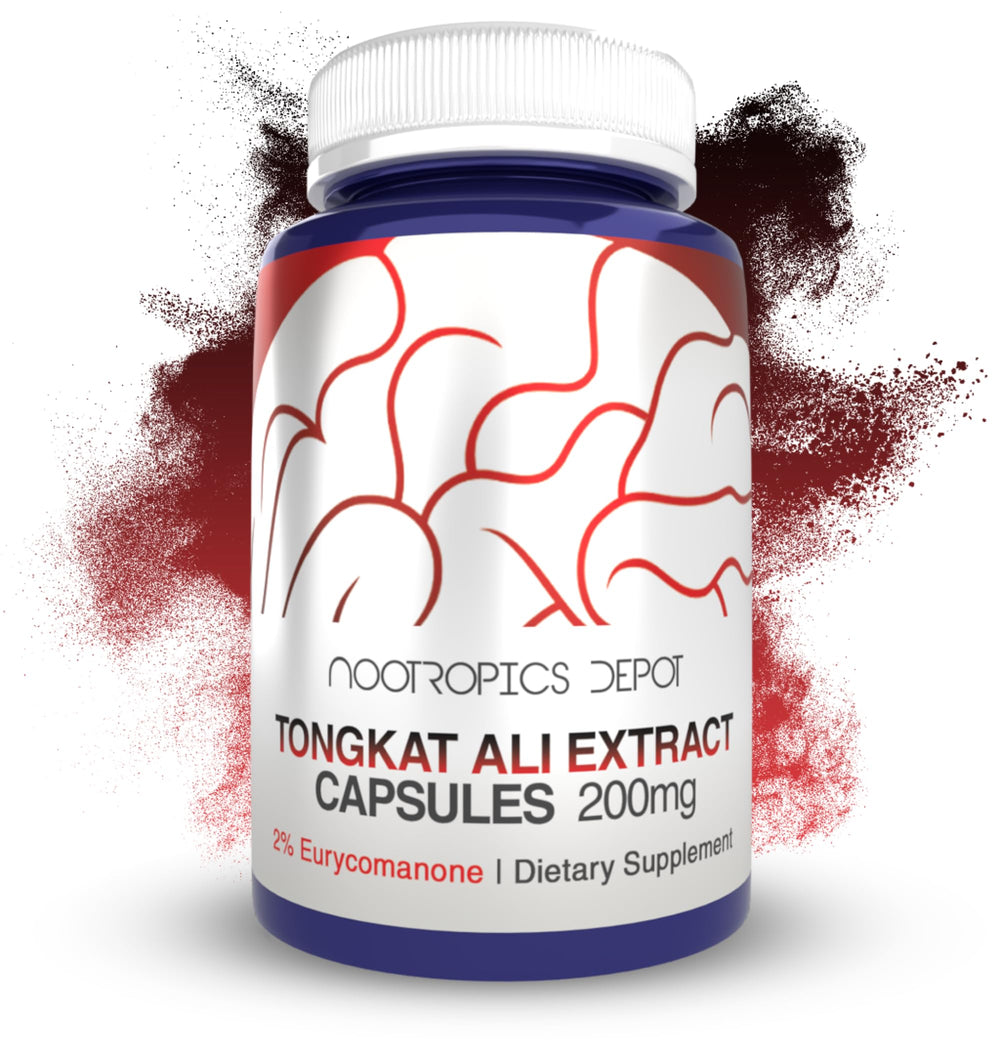 Nootropics Depot frasco frontal mostrando cápsulas y sello de estandarización