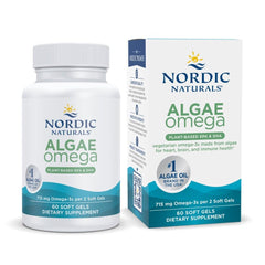 Nordic Naturals botella frontal, envase claro y etiqueta legible para elegir omega vegetal