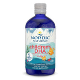 Nordic Naturals frasco frontal con sabor fresa, fácil administración y confianza