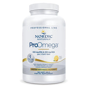 Nordic Naturals ProOmega front packaging showing product identity and lemon flavor benefits