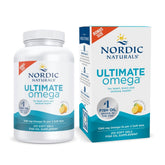 Nordic Naturals bottle front view showing product benefits and lemon flavor