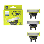 Norelco OneBlade 360 frontal mostrando las tres cuchillas, confianza en precisión