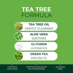 NOVEHA product label listing tea tree, hyaluronic acid, green tea and chamomile ingredients