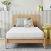 Novilla twin mattress front view showing neat edges and compact profile for easy setup