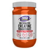 NOW Foods envase frontal de creatina micronizada, presentación clara y profesional