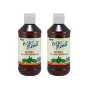 Now Foods BetterStevia frente del empaque muestra botella y beneficios
