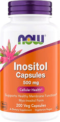 NOW Foods frasco delantero mostrando 200 cápsulas y beneficio vegano