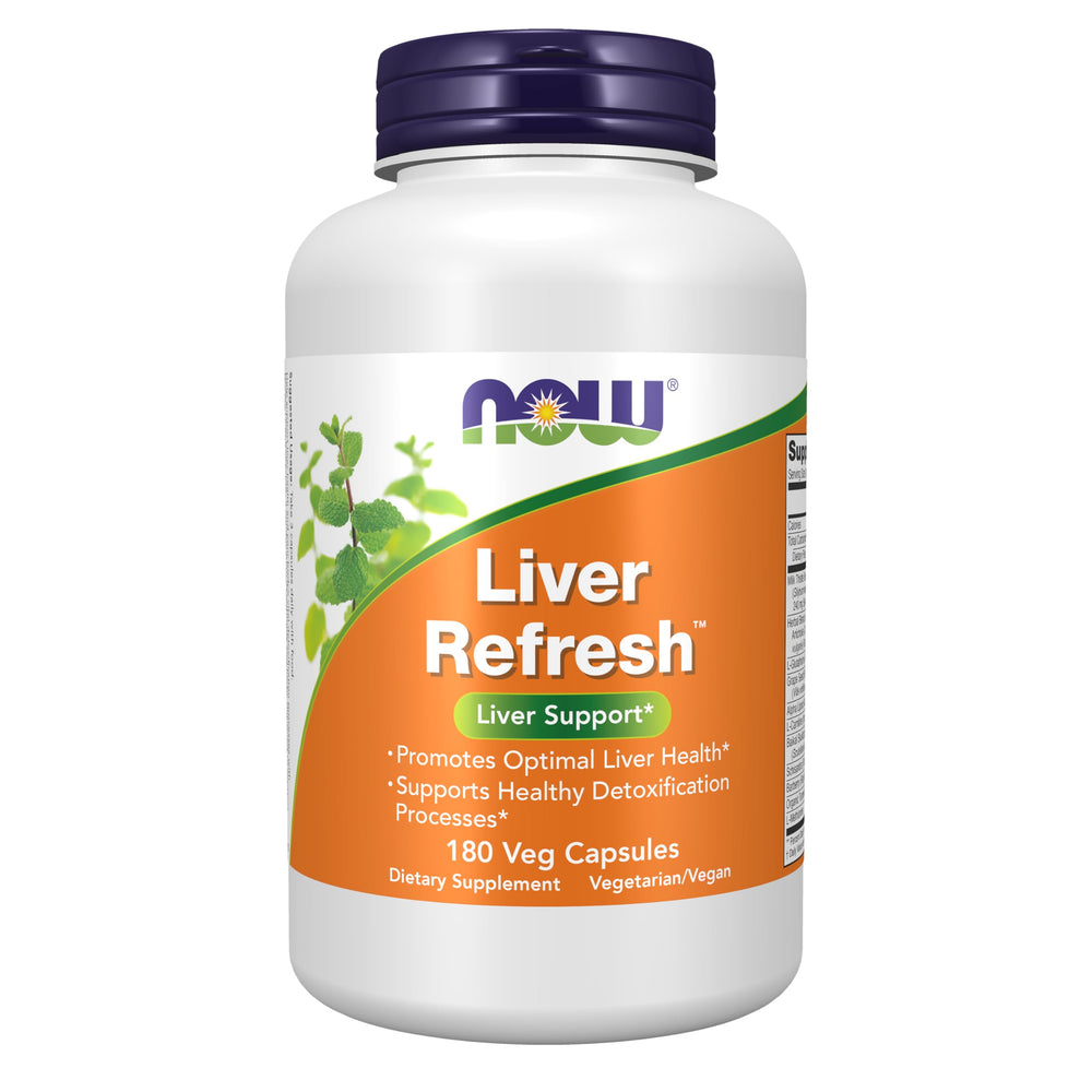 NOW Foods envase frontal de Liver Refresh mostrando diseño y cantidad