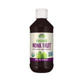 NOW Foods front packaging shows organic monk fruit liquid and ingredient clarity