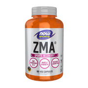 NOW Foods ZMA vista frontal del frasco que muestra el producto y cantidad