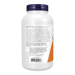 NOW Foods etiqueta con información nutricional y certificaciones visibles