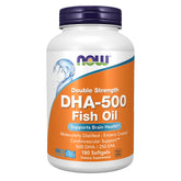 NOW Foods bottle front view showing DHA-500 label and benefits