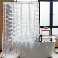 NTBAY cortina 72x72 vista frontal que muestra transparencia y protección contra salpicaduras