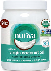 Nutiva jar front label showing product name and organic seal, highlights trustworthy sourcing